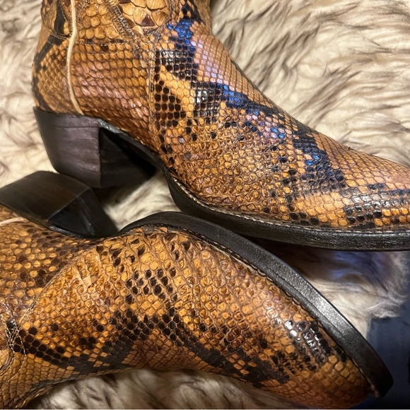 Tony Lama BLK Label Tan Full Snake Men's Boots NEW SOLES & HEELS Sz 9.5 D - Picture 4 of 16